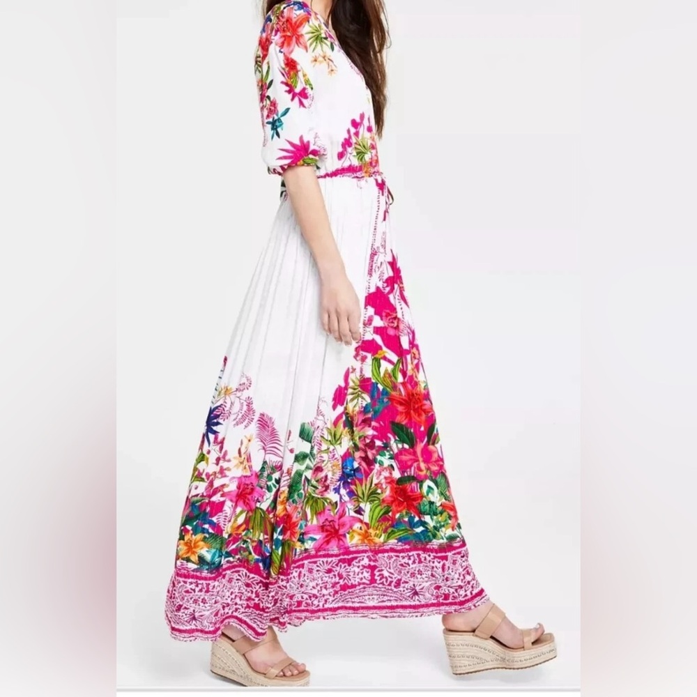 INC International Concepts Mara Garden Floral Maxi Dress Boho Women’s L